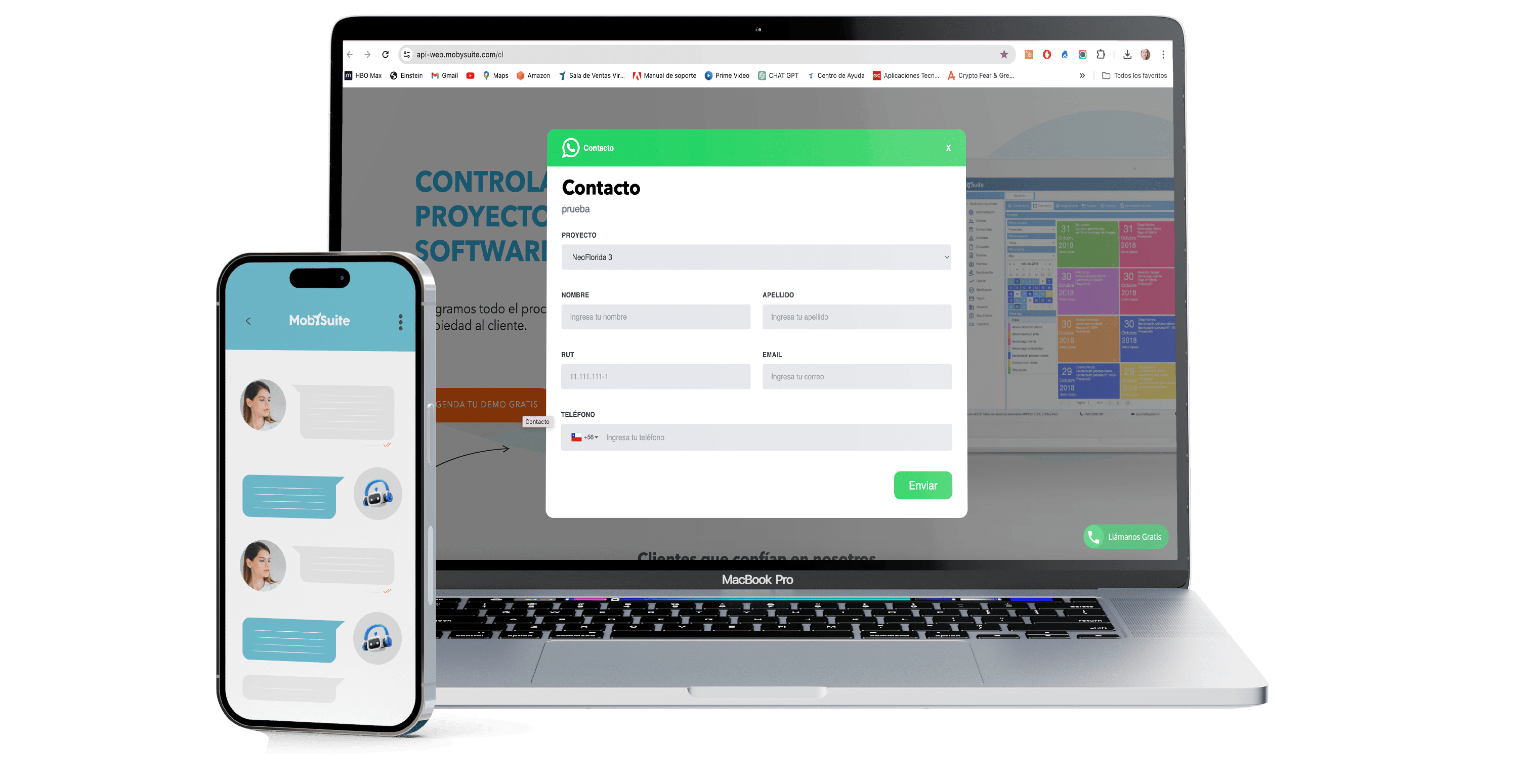 Macbook con interfaz del formulario leads Whatsapp